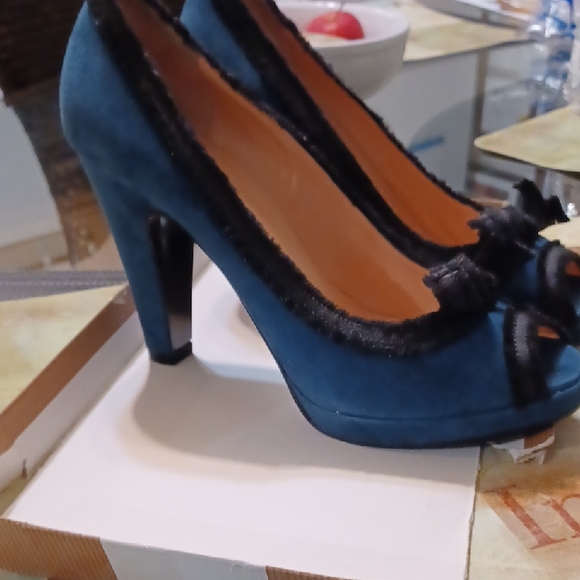 Marc by Marc Jacobs Blue Suede and With Black Ribbon Trimmed Footwear - Picture 2 of 8